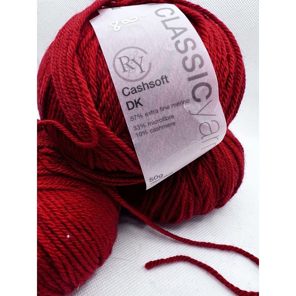 Cashsoft red yarn • 57% Merino wool 10% Cashmere  classic ry dk